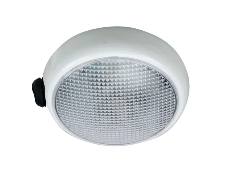 Perko Round Surface Mount LED Dome Light - White Powder Coat - w/ Switch