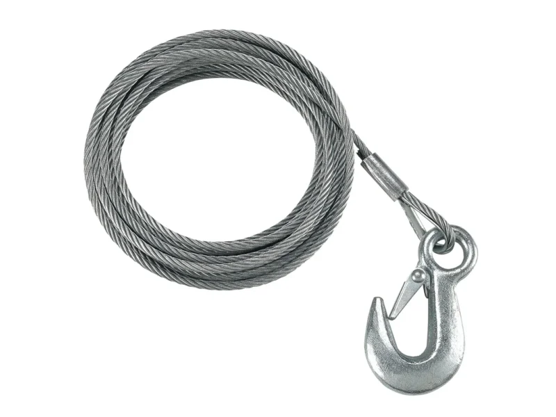 Fulton 7/32" x 50' Galvanized Winch Cable and Hook - 5,600 lbs. Breaking Strength