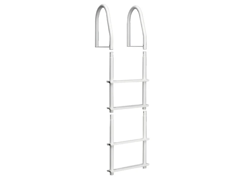 Dock Edge Fixed 4 Step Ladder Bright White Galvalume