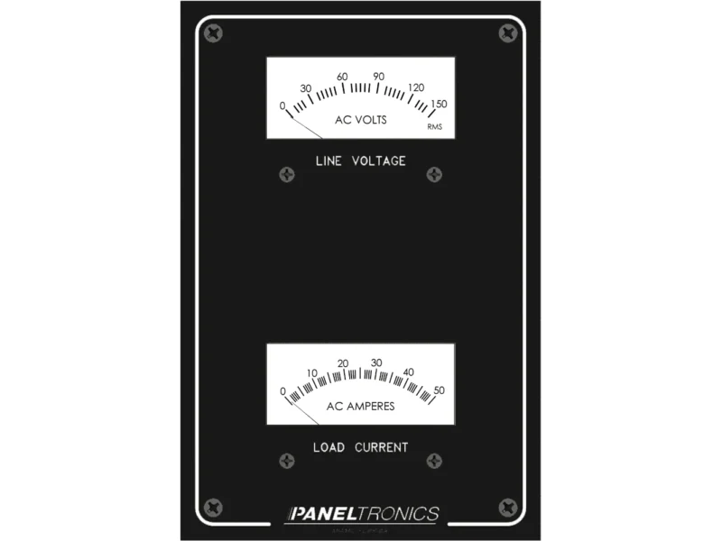 Paneltronics Standard Panel AC Meter - 0-150 AC Voltmeter & 0-50Amp Ammeter