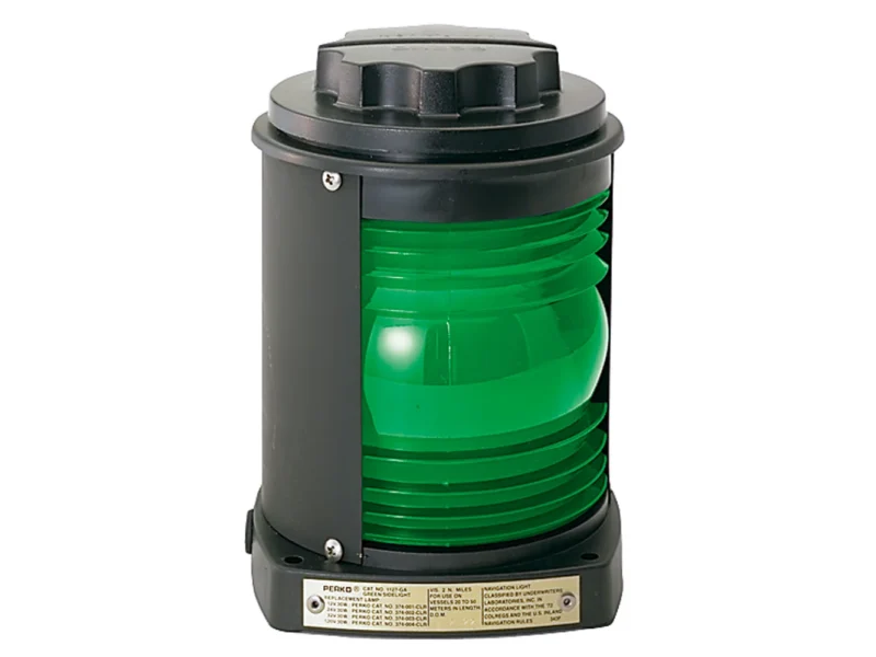 Perko Side Light - Black Plastic, Green Lens