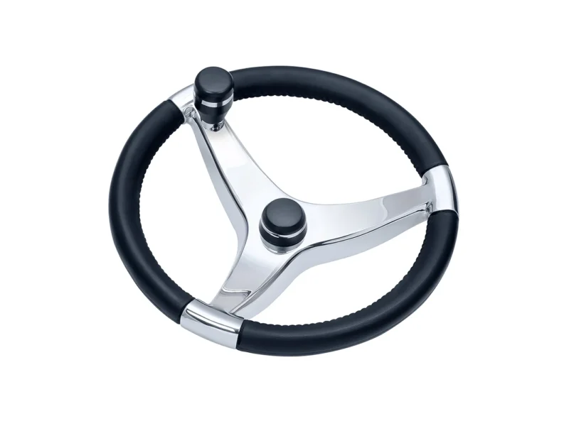 Schmitt Marine Evo Pro 316 Cast Stainless Steel Steering Wheel w/Control Knob - 13.5" Diameter