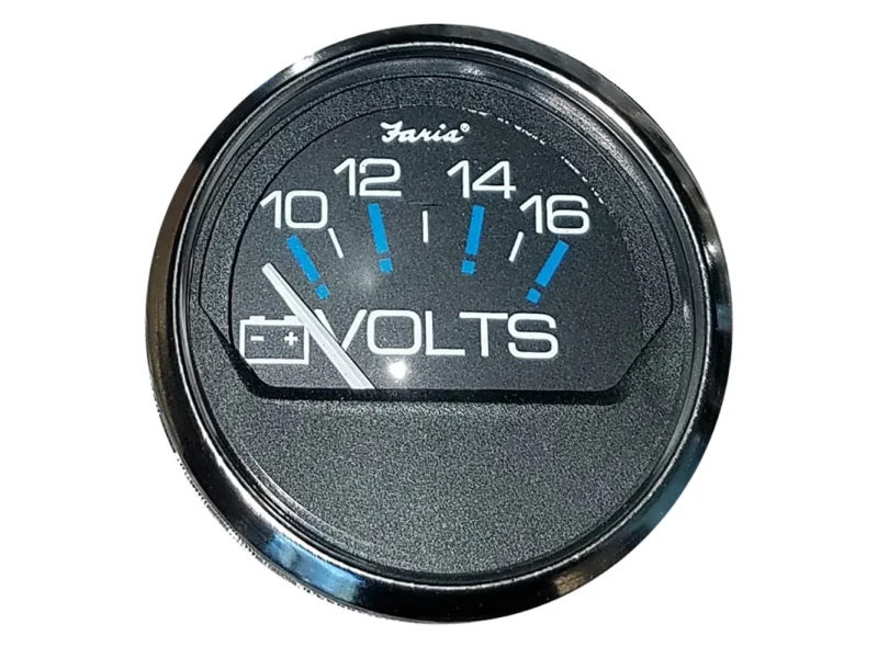 Faria Chesapeake Black 2" Voltmeter (10-16 VDC)