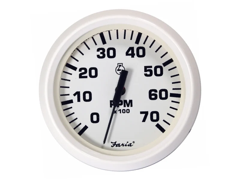 Faria Dress White 4" Tachometer - 7000 RPM (Gas) (All Outboards)