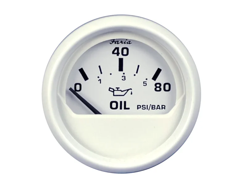 Faria Dress White 2" Oil Pressure Gauge (80 PSI)