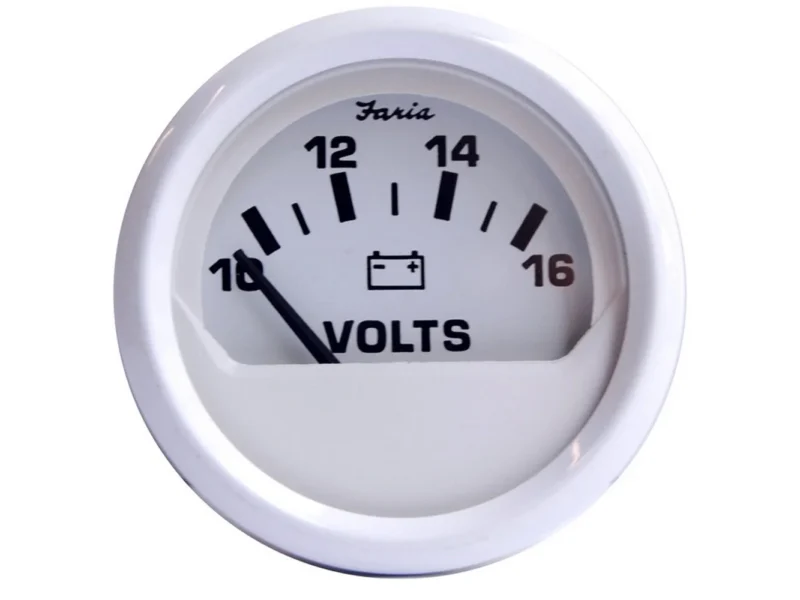 Faria Dress White 2" Voltmeter (10-16 VDC)