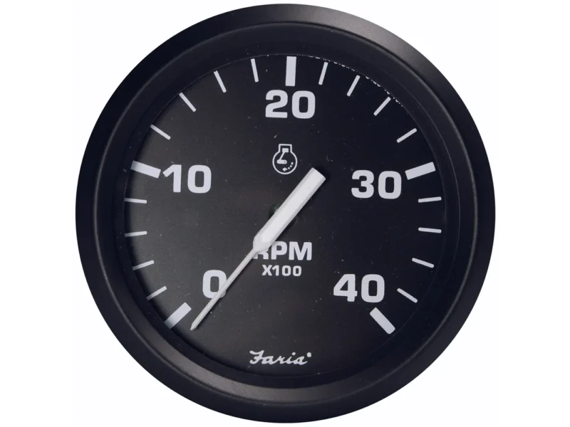 Faria Euro Black 4" Tachometer - 4000 RPM (Diesel - Magnetic Pick-Up)