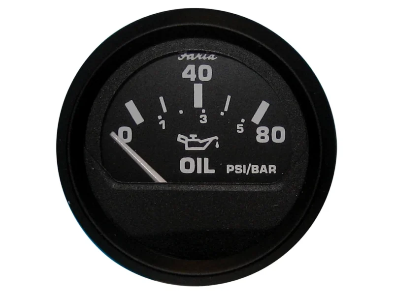 Faria Euro Black 2" Oil Pressure Gauge (80 PSI)