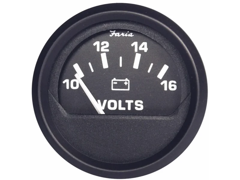 Faria Euro Black 2" Voltmeter (10-16 V)