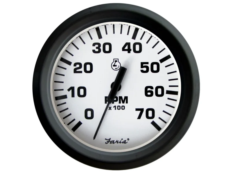 Faria Euro White 4" Tachometer 7000 RPM (Gas) (Outboards)