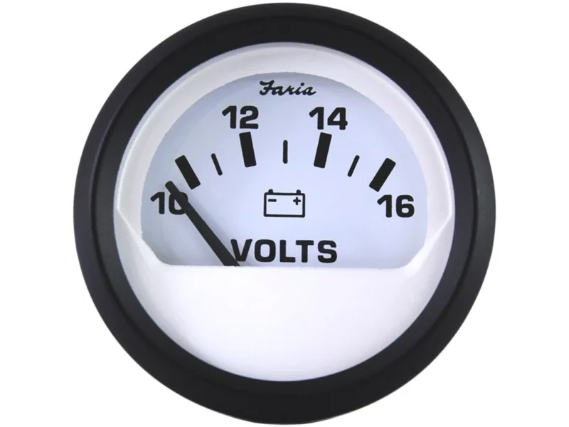 Faria Euro White 2" Voltmeter (10-16 VDC)