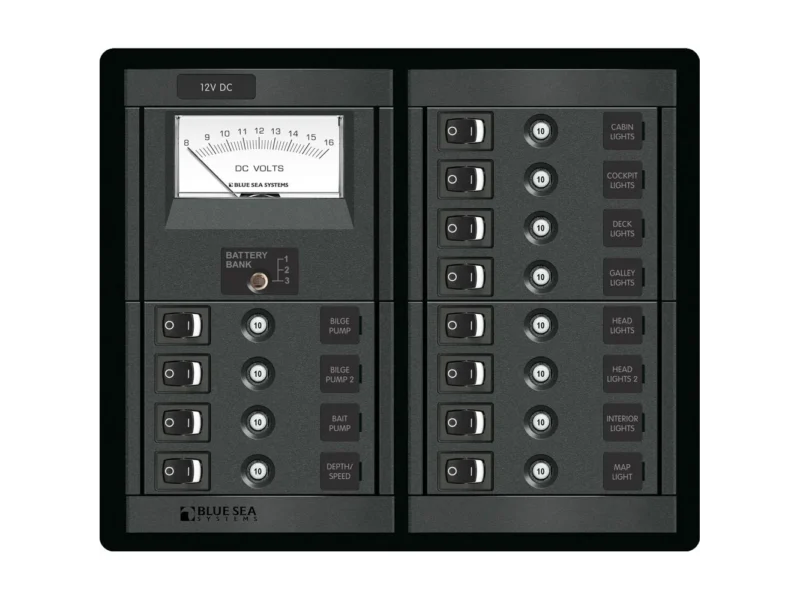 Blue Sea 1464 12 Position Switch CLB + Meter Square