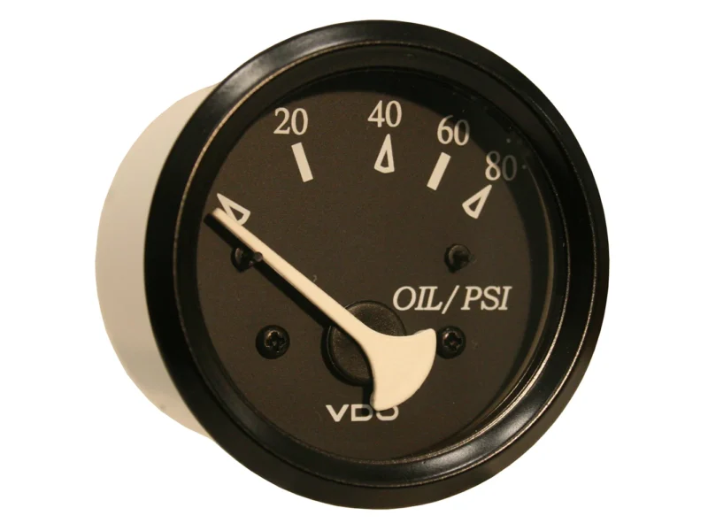 VDO Cockpit Marine Oil Pressure Gauge - 80 PSI - Black Dial/Bezel