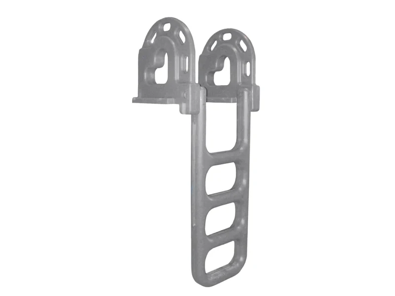 Dock Edge Flip-Up Polyethylene Roto Molded 4-Step Dock Ladder - Grey