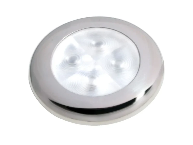 Hella Marine Slim Line LED 'Enhanced Brightness' Round Courtesy Lamp - White LED - Stainless Steel Bezel - 12V