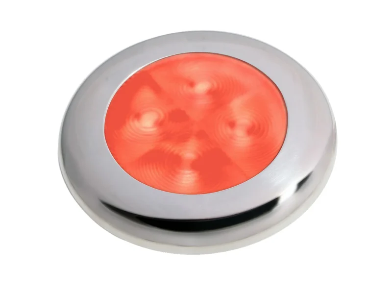 Hella Marine Slim Line LED 'Enhanced Brightness' Round Courtesy Lamp - Red LED - Stainless Steel Bezel - 12V