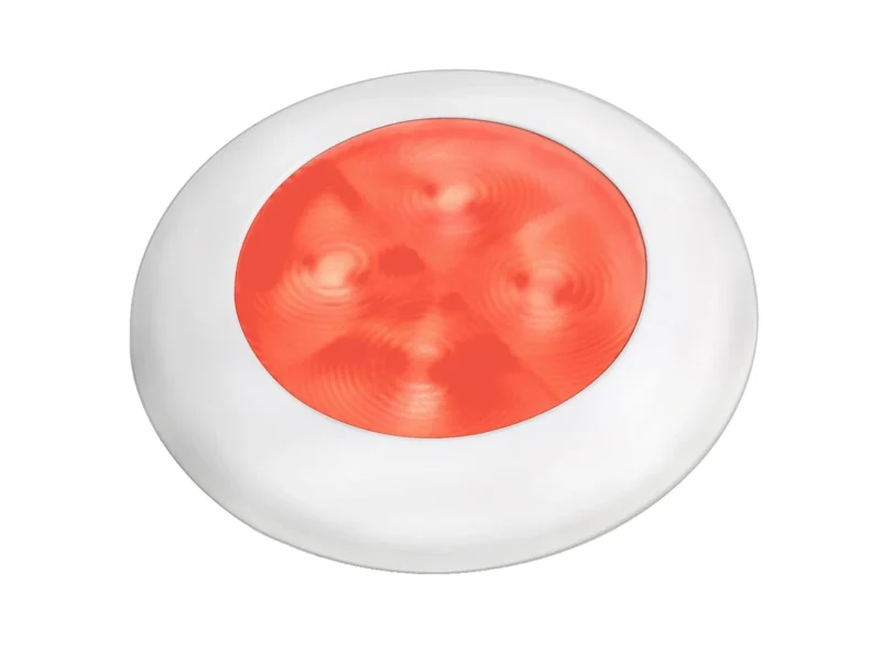 Hella Marine Slim Line LED 'Enhanced Brightness' Round Courtesy Lamp - Red LED - White Plastic Bezel - 12V