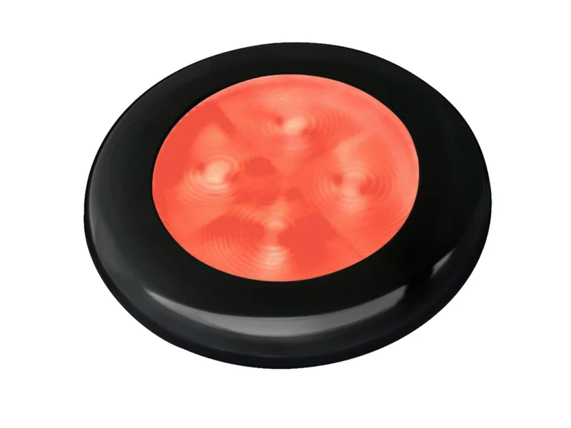 Hella Marine Slim Line LED 'Enhanced Brightness' Round Courtesy Lamp - Red LED - Black Plastic Bezel - 12V