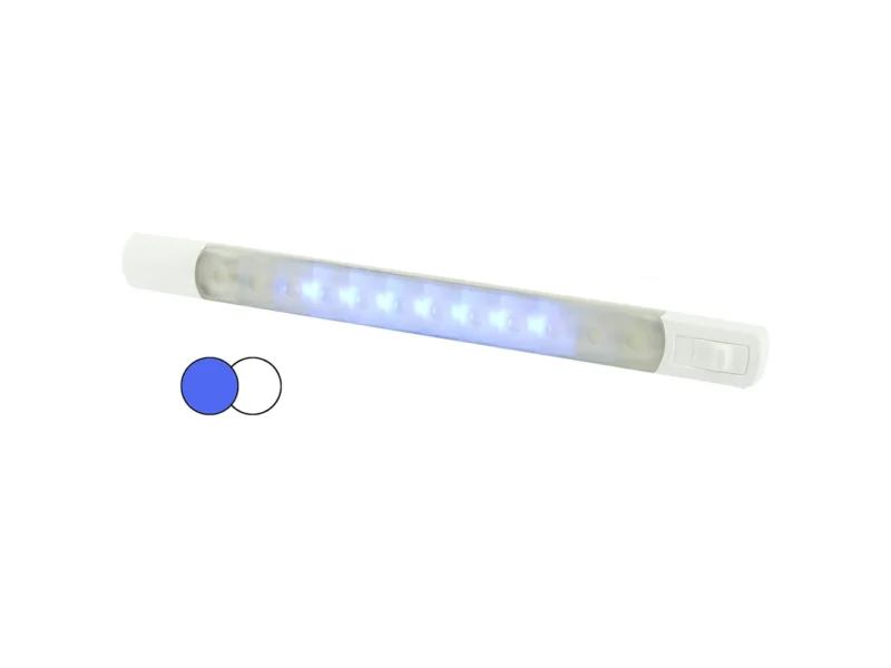 Hella Marine Surface Strip Light w/Switch - White/Blue LEDs - 12V