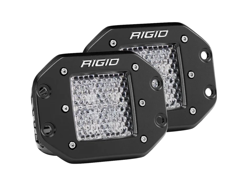 RIGID Industries D-Series PRO - Flush Mount - Diffused - Pair - Black