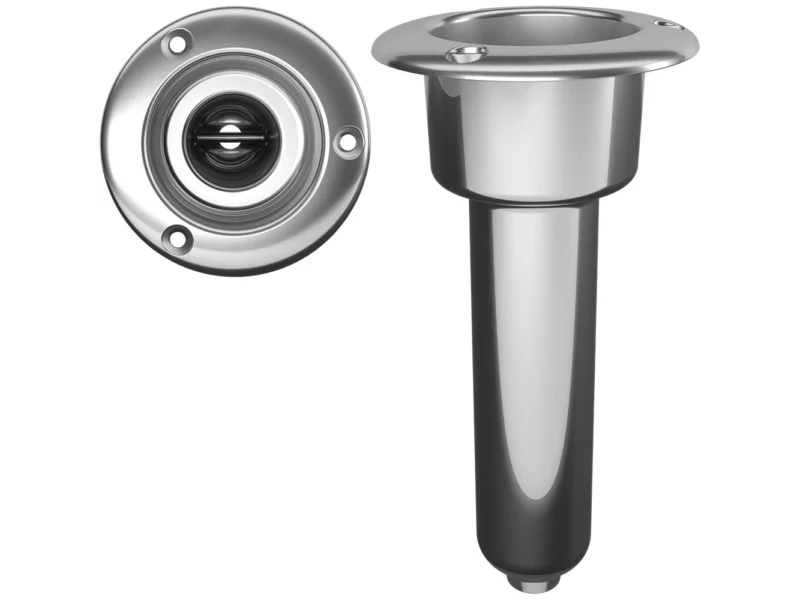 Mate Series Stainless Steel 0° Rod & Cup Holder - Drain - Round Top