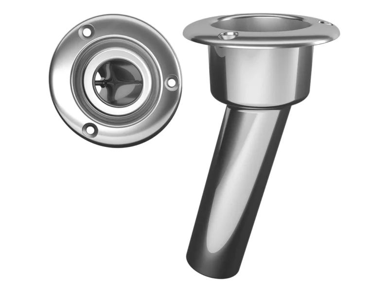 Mate Series Stainless Steel 15° Rod & Cup Holder - Open - Round Top