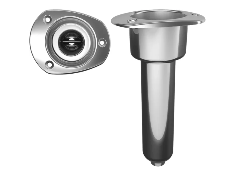 Mate Series Stainless Steel 0° Rod & Cup Holder - Drain - Oval Top