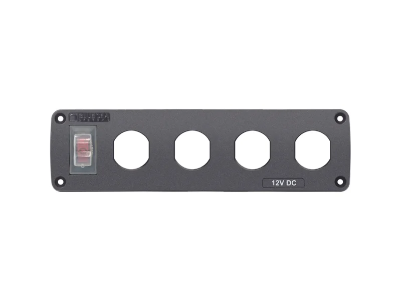 Blue Sea Water Resistant USB Accessory Panel - 15A Circuit Breaker, 4x Blank Apertures