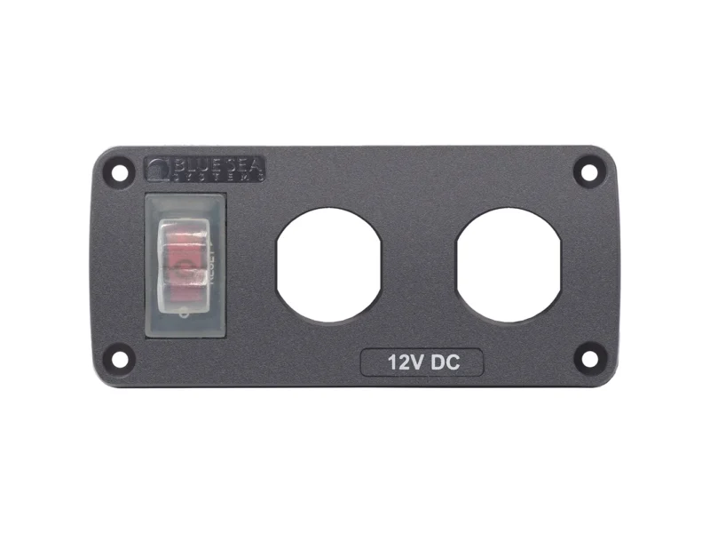 Blue Sea 4364 Water Resistant USB Accessory Panel - 15A Circuit Breaker, 2x Blank Apertures