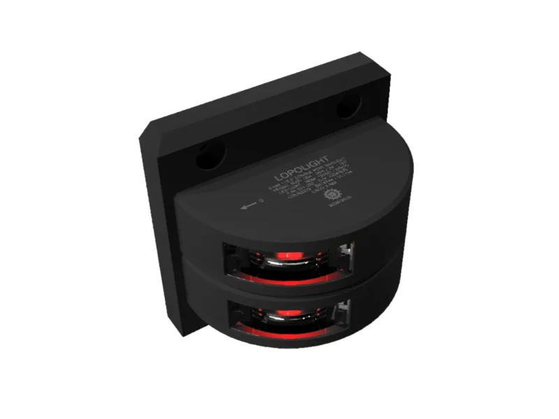 Lopolight Series 301-002 - Double Stacked Port Sidelight - 2NM - Vertical Mount - Red - Black Housing