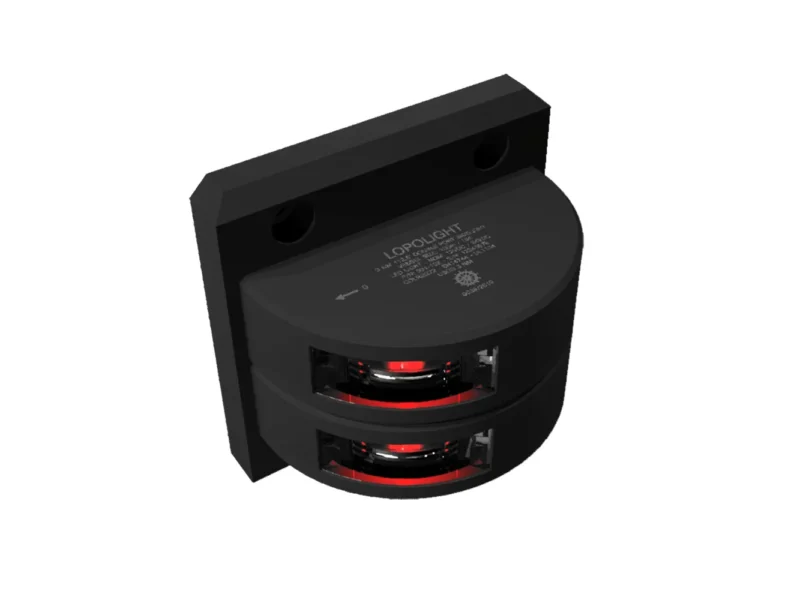 Lopolight Series 301-102 - Double Stacked Port Sidelight - 3NM - Vertical Mount - Red - Black Housing