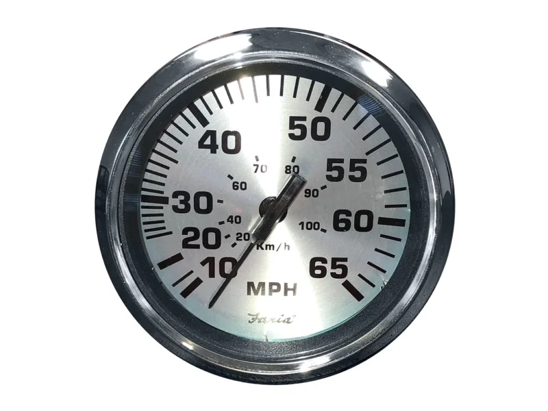 Faria Spun Silver 4" Speedometer - 65 MPH (Pitot)