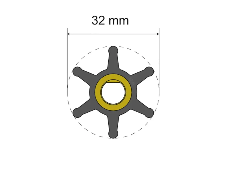 Albin Group Premium Impeller Kit - 32 x 8 x 12mm - 6 Blade - Single Flat Insert