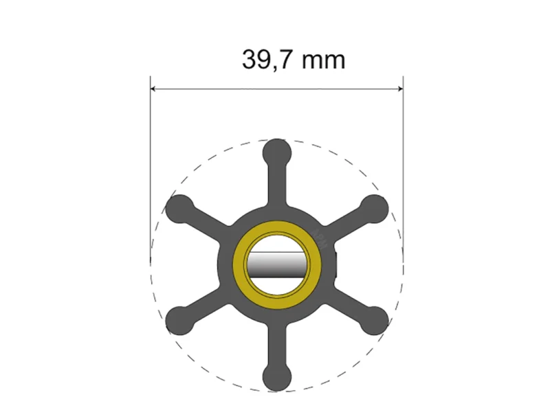 Albin Group Premium Impeller Kit - 39.7 x 9.5 x 19.2mm - 6 Blade - Pin Insert