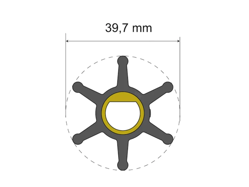 Albin Group Premium Impeller Kit - 39.7 x 12 x 19.2mm - 6 Blade - Single Flat Insert