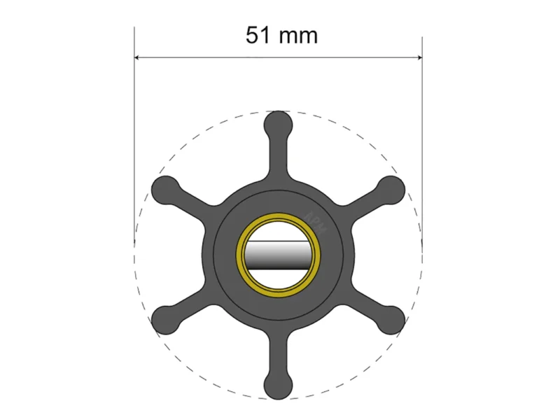 Albin Group Premium Impeller Kit - 51 x 22 x 12mm - 6 Blade - Pin Insert