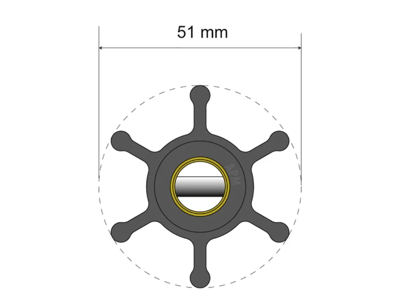 Albin Group Premium Impeller Kit - 51 x 22 x 12.7mm - 6 Blade - Pin Insert