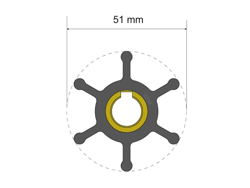 Albin Group Premium Impeller Kit - 51 x 12.7 x 22mm - 6 Blade - Key Insert