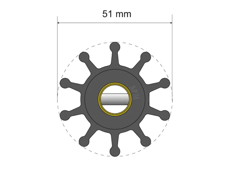 Albin Group Premium Impeller Kit - 51 x 12.7 x 22mm - 10 Blade - Pin Insert