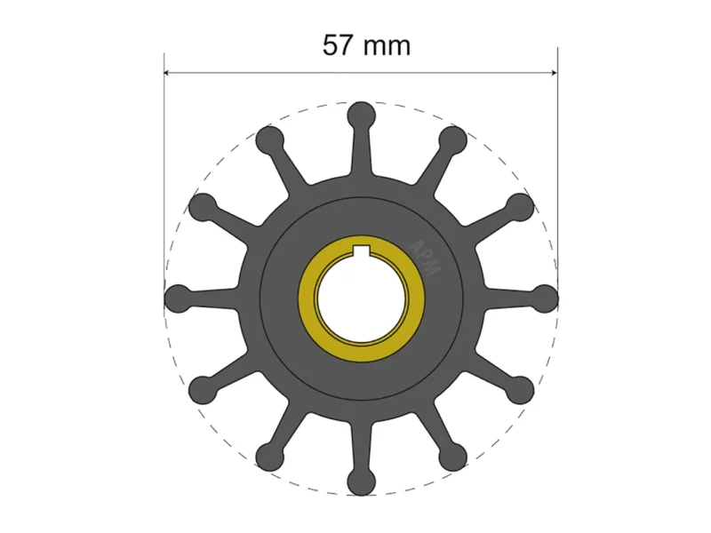 Albin Group Premium Impeller Kit 57 x 12.7 x 20mm - 12 Blade - Key Insert