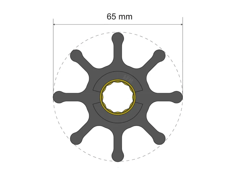 Albin Group Premium Impeller Kit 65 x 16 x 50mm - 8 Blade - Spline Insert