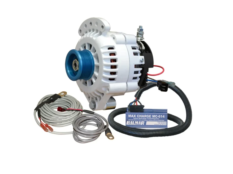 Balmar Alternator 120 AMP Kit 12V 1-2" Single Foot Spindle Mount J10 Pulley Regulator & Temp Sensor