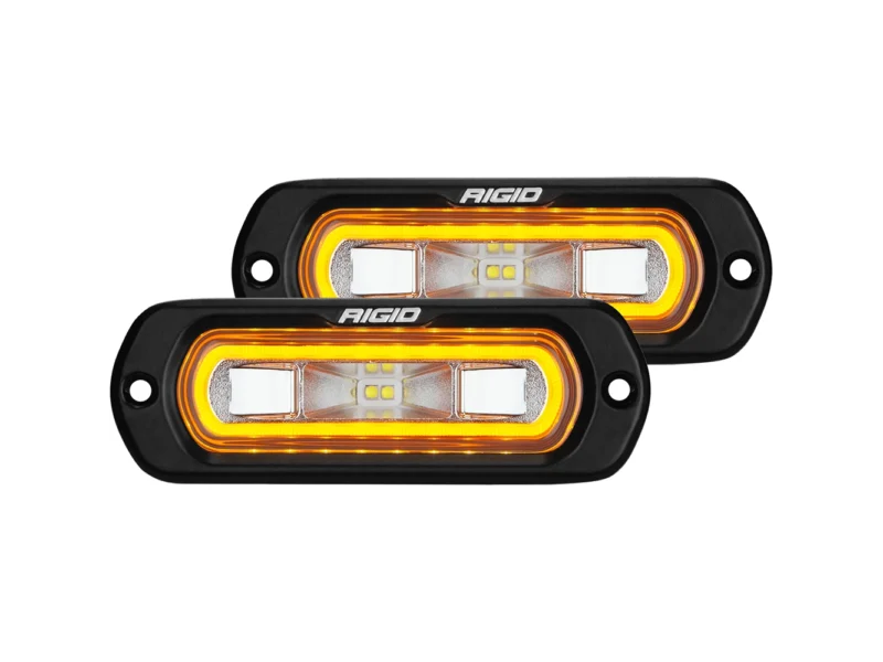 RIGID Industries SR-L Series Flush Mount Spreader Light - Black Housing - Amber Halo