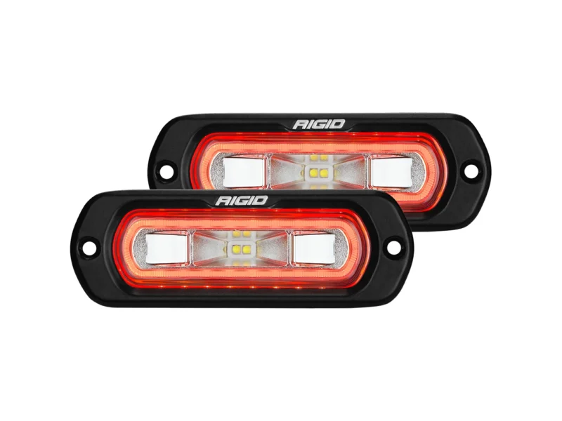 RIGID Industries SR-L Series Flush Mount Spreader Light - Black Housing - Red Halo