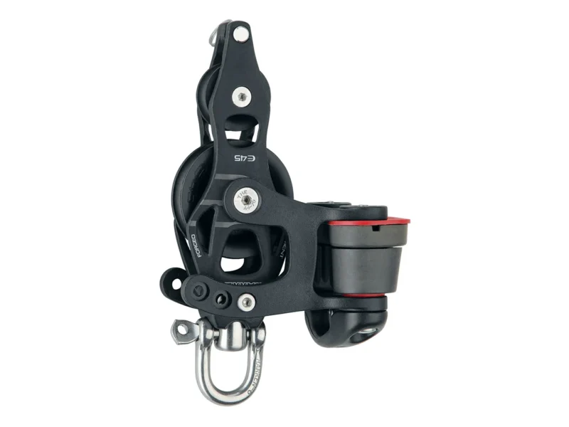 Harken 45mm Single Aluminum Element Fiddle Block w/Swivel, Becket & 150 Cam Cleat