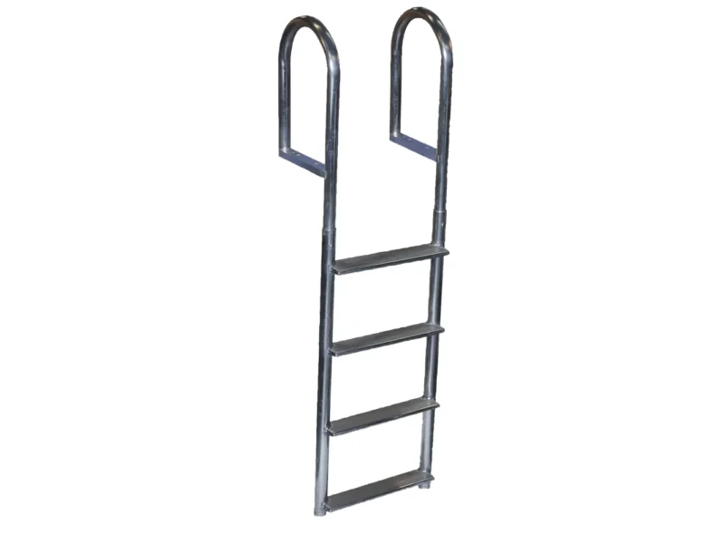 Dock Edge Welded Aluminum Fixed Wide Step Ladder - 4-Step