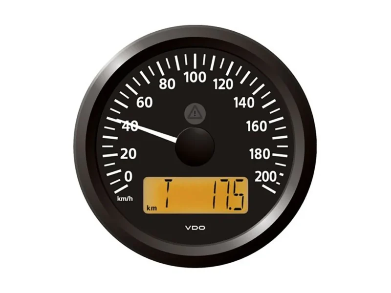 Veratron 3-3/8" (85 mm) ViewLine Speedometer - 0 to 200 KMH - 12/24V - Black Dial & Triangular Bezel