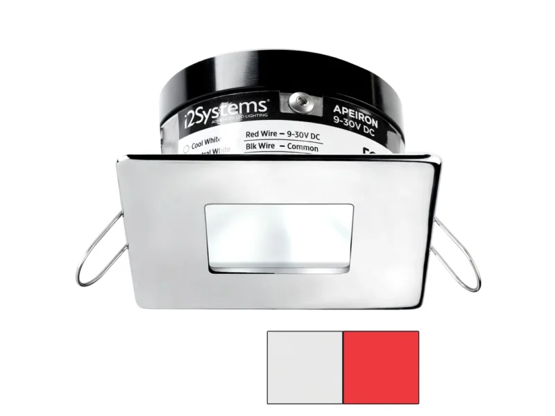 i2Systems Apeiron A503 3W Spring Mount Light - Square/Square - Cool White & Red - Polished Chrome Finish