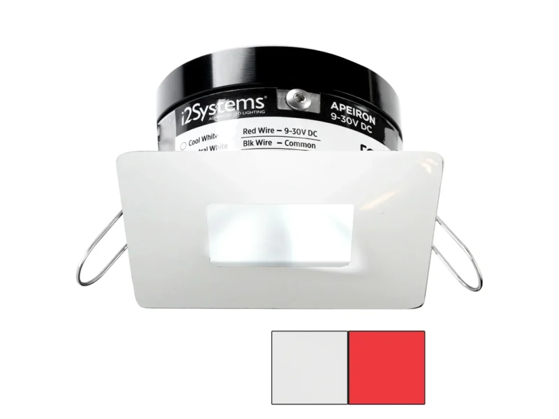 i2Systems Apeiron PRO A503 - 3W Spring Mount Light - Square/Square - Cool White & Red - White Finish