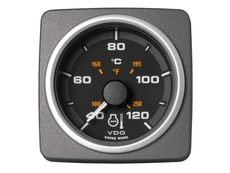 Veratron 52 MM (2-1/16") AcquaLink Coolant Temp Gauge 40° to120°C - Black Dial & Bezel